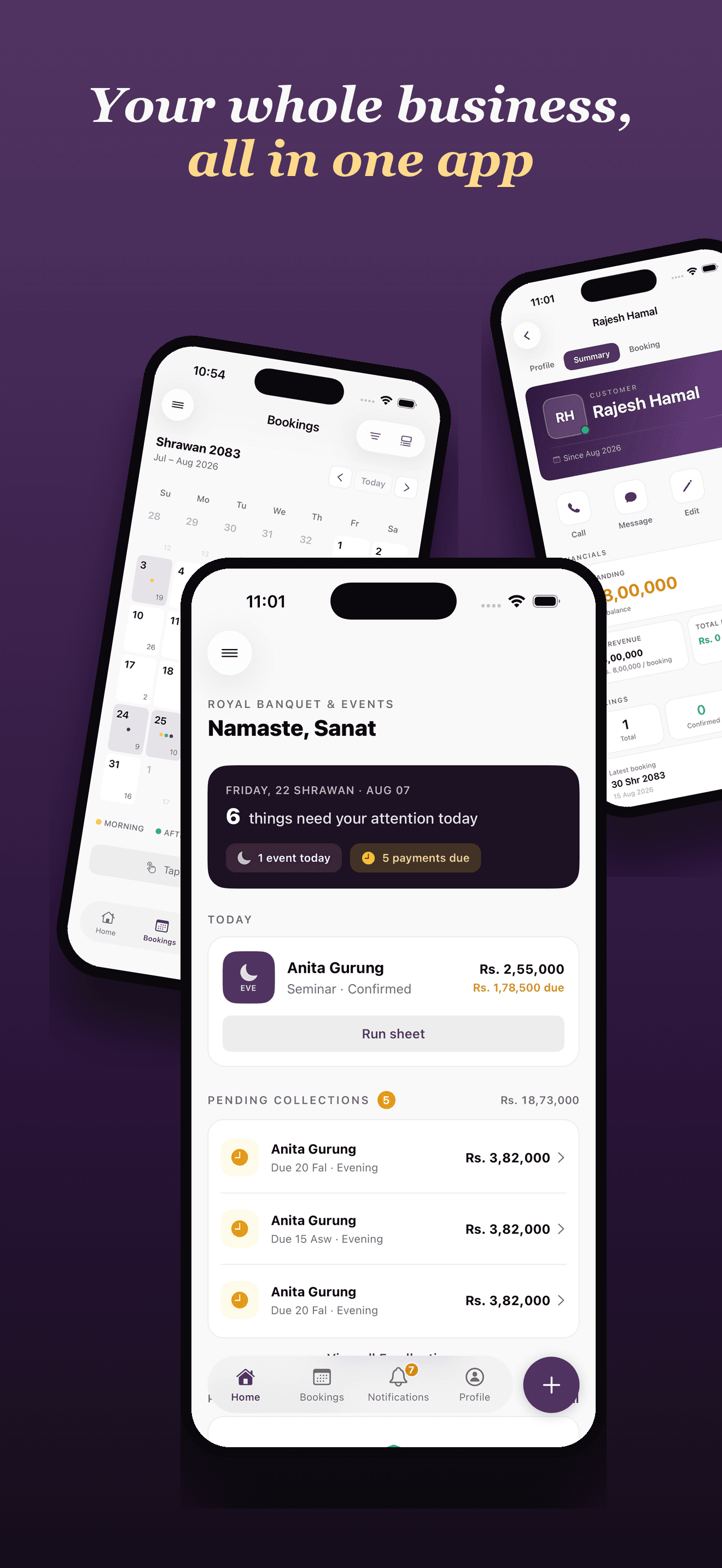 CaterMe dashboard overview on iPhone